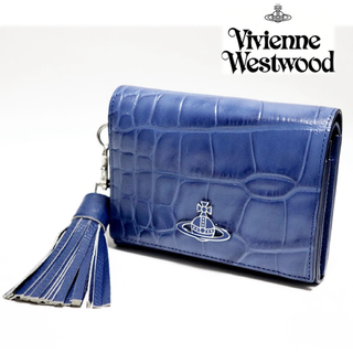 ヴィヴィアンウエストウッド(Vivienne Westwood)の《ヴィヴィアンウエストウッド》新品 タッセル付 クロコ型押し レザー2つ折り財布(財布)