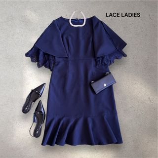 LACE LADIES パーティードレス XXLサイズ タグ付き 未使用 結婚式(ミディアムドレス)