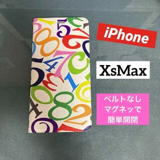 iphoneXsMaxケース　手帳型ケース　 数字　ストリート　メンズ　カラフル(iPhoneケース)