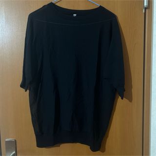 ユニクロ(UNIQLO)のユニクロ　ブラック　半袖ニット　サマーニット　プルオーバー　透け感(Tシャツ/カットソー(半袖/袖なし))