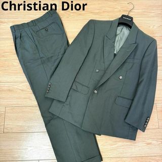 クリスチャンディオール(Christian Dior)のクリスチャン ディオール ヴィンテージ スーツ ダブル 緑 銀ボタン モヘア(セットアップ)