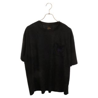 Needles - Needles ニードルス S/S Papillon Emb Pocket Tee R/Pe Velour ロゴ刺繍 ベロア 半袖Tシャツカットソー ブラック GL253