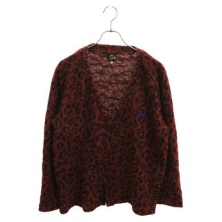 ニードルス(Needles)のNeedles ニードルス V Neck Cardigane Leopard Knit Jq レオパード ロゴ刺繍 ニットカーディガン ボルドー HM253(カーディガン)