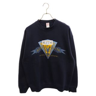 KITH キス Vintage Crewneck 22-070-060-0069-1-0 ヴィンテージ ロゴプリント クルーネックスウェットトレーナー ネイビー(スウェット)