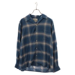 WACKO MARIA ワコマリア 22AW OMBRE CHECK OPEN COLLAR SHIRT L/S オンブレ チェック オープンカラー レーヨン 長袖シャツ ブルー 22FW-WMS-OC03