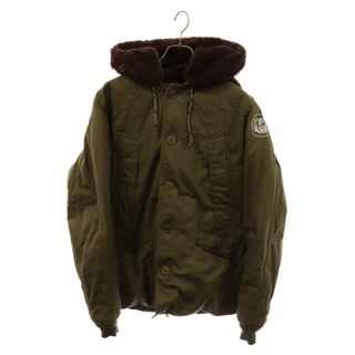 アベイシングエイプ(A BATHING APE)のA BATHING APE アベイシングエイプ ボアフーデッド ダブルジップアップミリタリージャケット カーキ N-3B 1860-141-029(ミリタリージャケット)