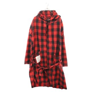 VETEMENTS ヴェトモン 18SS Light Flannel Block-Checked Gown Coat ライトフランネルバッファローチェックガウンコート ロングガウンシャツ レッド MSS18JA61(フライトジャケット)