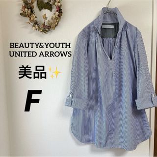 ビューティアンドユースユナイテッドアローズ(BEAUTY&YOUTH UNITED ARROWS)のビューティ&ユース  ブルーストライプスキッパーシャツ 長袖 袖ロールアップ(シャツ/ブラウス(長袖/七分))