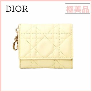 ディオール(Dior)のクリスチャンディオール ロータスウォレット三つ折り財布 カナージュ イエロー(財布)