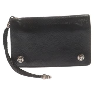 Chrome Hearts - CHROME HEARTS クロムハーツ 2ZIP STRAP 2ジップストラップ クロスボールボタン財布 二つ折り財布 ブラック