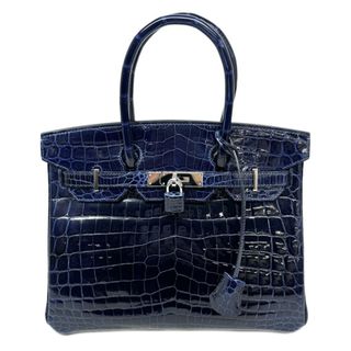 エルメス(Hermes)のエルメス HERMES バーキン30 バーキン 30 バッグ トートバッグ ニロティカス クロコダイル ブルーサフィール ブルー 青 紺 シルバー金具(トートバッグ)