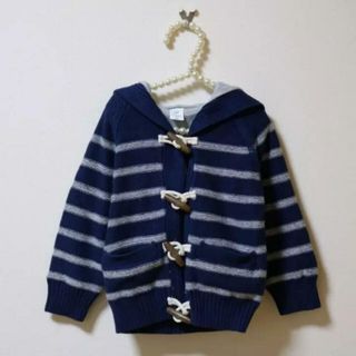 ベビーギャップ(babyGAP)の【定価半額以下】babyGAP♡新品♡９０♡ボーダーフード付きカーディガン(カーディガン)