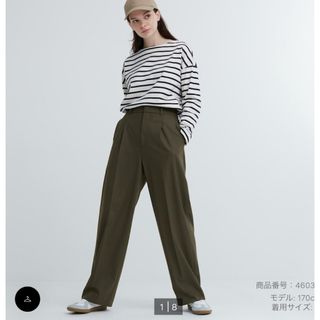 ユニクロ(UNIQLO)のタックワイドパンツ(標準丈)(カジュアルパンツ)