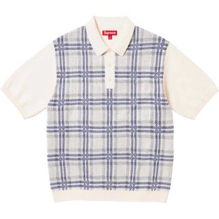 シュプリーム(Supreme)の【Mサイズ】Supreme Plaid Knit S/S Polo "White(ポロシャツ)