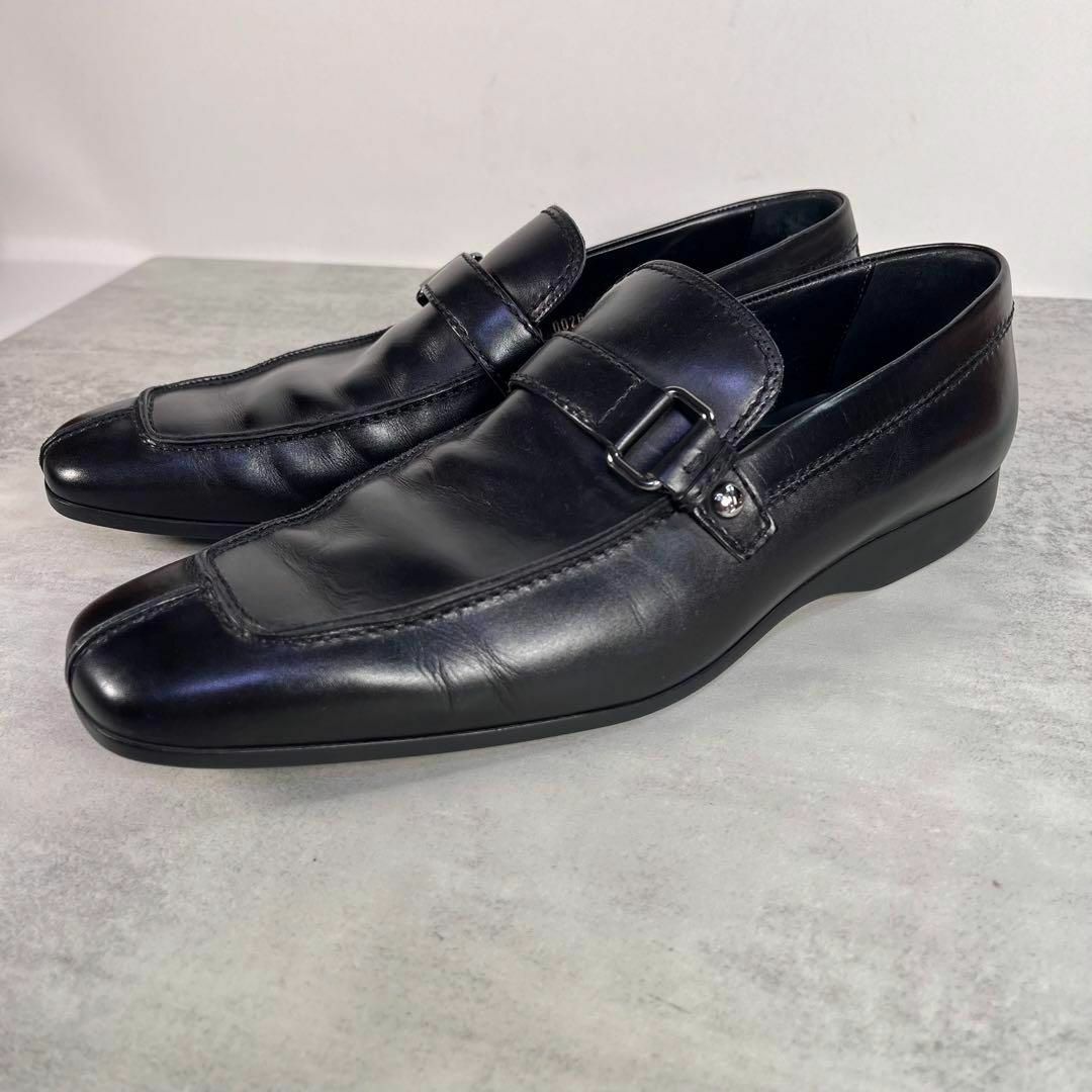 美品】ルイヴィトン/LOUIS VUITTON ローファー 革靴 ロゴ 黒 ブーツ 美品】ルイヴィトン/LOUIS VUITTON ローファー 革靴 ロゴ 黒 ブーツ