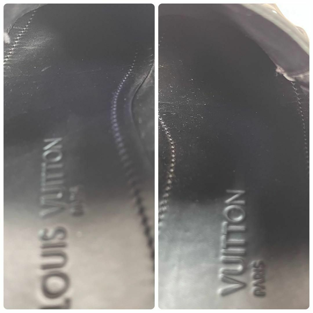 美品】ルイヴィトン/LOUIS VUITTON ローファー 革靴 ロゴ 黒 ブーツ 美品】ルイヴィトン/LOUIS VUITTON ローファー 革靴 ロゴ 黒 ブーツ