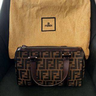 フェンディ(FENDI)の【超美品】FENDI　ハンドバッグ　FFモチーフ　フェンディ　茶色　ズッカ柄(ハンドバッグ)