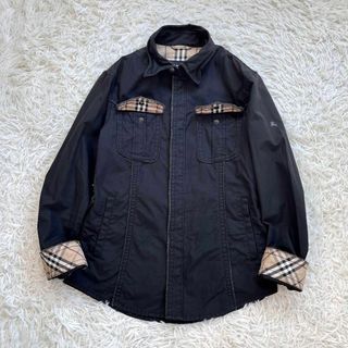 バーバリーブラックレーベル(BURBERRY BLACK LABEL)のバーバリーブラックレーベル　長袖シャツ ジャケット　ノバチェック　ナイト刺繍　黒(その他)