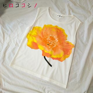 ヒロココシノ ノースリーブ カットソー シャツ 花柄 ブラウス