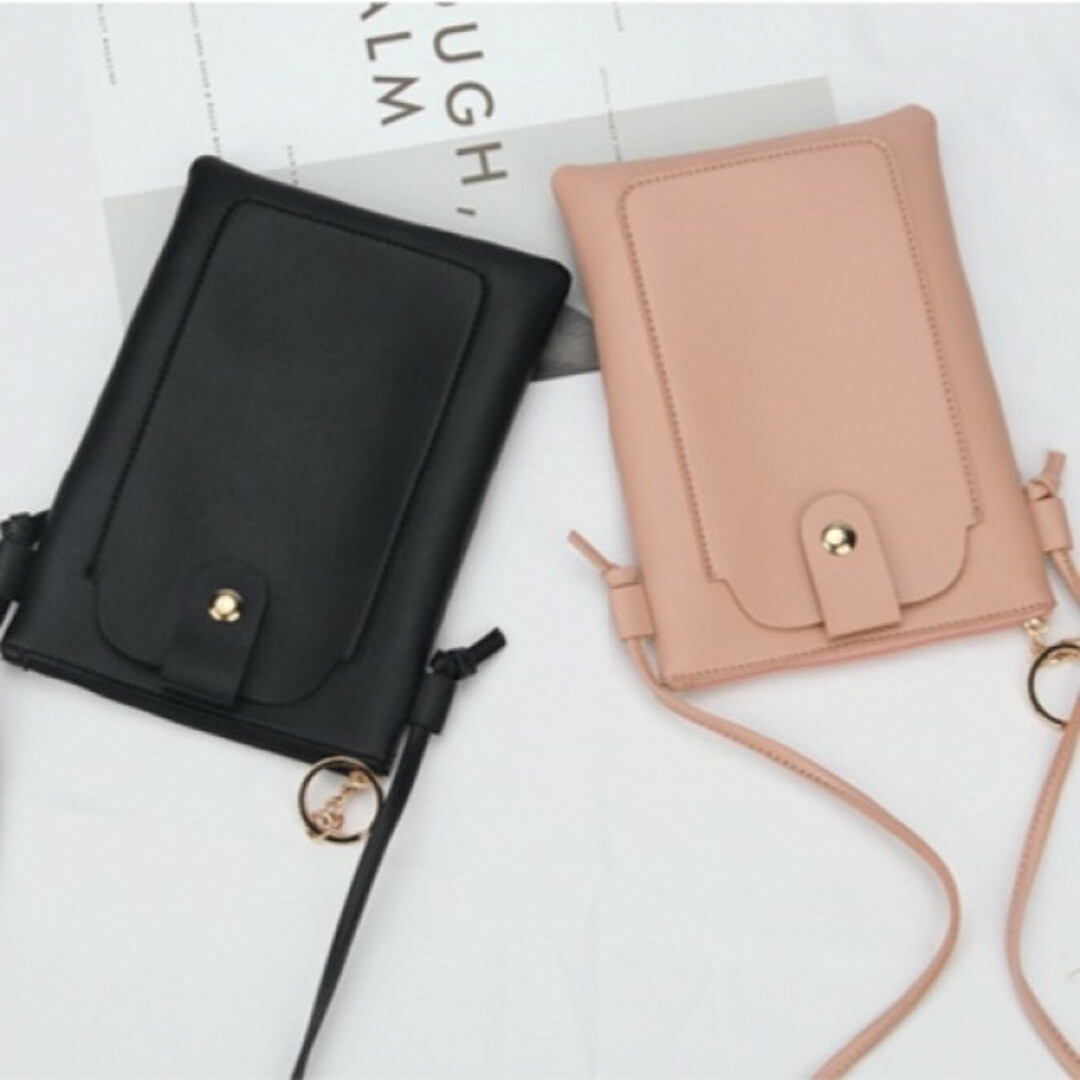 スマホポーチ くすみピンク スマホショルダー レディース ミニショルダー バッグ レディースのバッグ(ショルダーバッグ)の商品写真