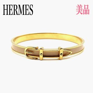 Hermes - HERMES エルメス バングル ブレスレット ピンク/ゴールド ベルトモチーフ