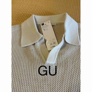 GU - GU  MEN S ウォッシャブル　ニットスキッパー　ポロシャツ　5分丈