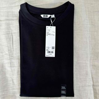 ユニクロ(UNIQLO)のユニクロ エアリズムコットンオーバーサイズTシャツ 5分袖 - ブラック(Tシャツ(半袖/袖なし))