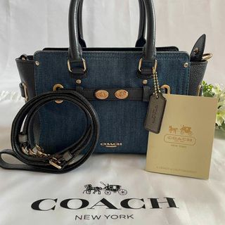 コーチ(COACH)の【美品】コーチ F26162 2way ショルダーバッグ レザー×デニム 手提げ(ショルダーバッグ)