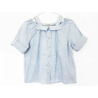 ポンポネット(pom ponette)の【夏物 新入荷!】[ポンポネット/pom ponette]150cm 半袖＆五分袖ブラウス/半袖＆五分袖シャツ ブルー×白 袖口2way【中古】子供服 キッズ kids ジュニア 女の子 夏 tops 715042(シャツ/カットソー)