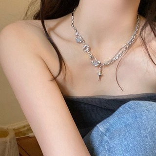  【残りわずか】韓国 ネックレス ダイヤ シルバー シンプル クール　レディース(ネックレス)