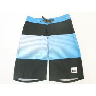 クイックシルバー(QUIKSILVER)の▲クイックシルバー/Quiksilver▲140cm位(22) ボードショーツ/ハーフパンツ/短パン 黒×水色系ボーダー 水陸両用 アウトドア キャンプ 海パン 水遊び マリンスポーツ 川遊び 海水浴 にも【中古】子供 キッズ kids ジュニア 男の子 夏 226032 bottoms(パンツ/スパッツ)