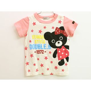 ダブルビー(DOUBLE.B)の【夏物 新入荷!】♪ミキハウスダブルB/MIKIHOUSE DOUBLE.B♪90cm 半袖Tシャツ/半袖カットソー ピンク×白 B子ちゃん【中古】子供服 キッズ kids ベビー服 baby 女の子 夏 tops 425042(Ｔシャツ)