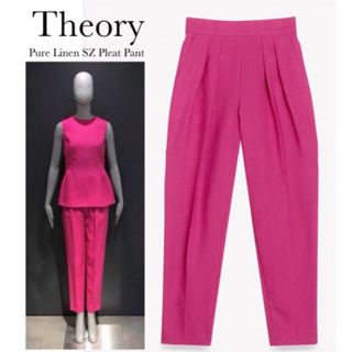 セオリー(theory)のTheory セオリー　リネンテーパードパンツ　ピンク　美品✨(カジュアルパンツ)