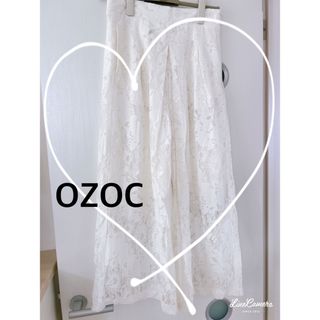 OZOC - 【OZOC】コットンレースタック入りワイドパンツ　M ホワイト