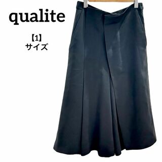 H97 qualite カリテ ワイド カジュアル パンツ 黒 無地 1(その他)