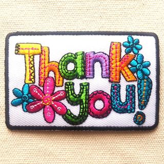 【送料込み】新品☆Thank you！花柄のアイロンワッペン(各種パーツ)