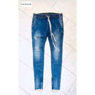 フィアオブゴッド(FEAR OF GOD)のPACSUN  Stretch Damage Denim Pants zip(デニム/ジーンズ)