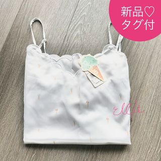 ジェラートピケ(gelato pique)の新品タグ付♡ ジェラートピケ  アイスクリーム柄　サテンキャミソール★ブルー(ルームウェア)