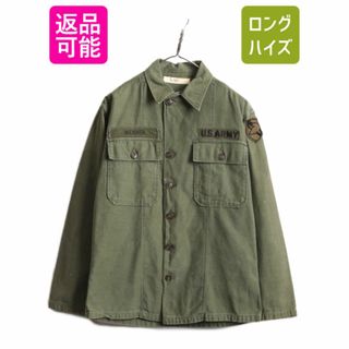 50s ★ 米軍実物 US ARMY コットン サテン ユーティリティ シャツ メンズ M 程/ 古着 50年代 ヴィンテージ ミリタリー 軍物 1st 初期 OG107(その他)