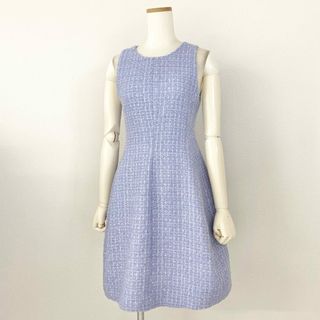 Emporio Armani - 37e26 EMPORIO ARMANI エンポリオアルマーニ  ツイードワンピース ノースリーブワンピース サイズ38 ラベンダーカラー レディース ポケット