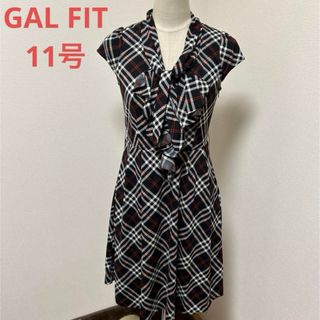 ギャルフィット(GAL FIT)の11号　チェック　リボンタイ　ストレッチ　ワンピ(ひざ丈ワンピース)