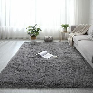 【特価商品】カーペット ラグマットグレー 120x160cm 折り畳み 長方形 (ラグ)