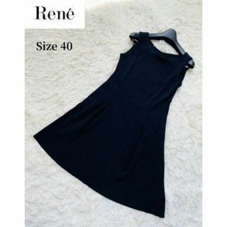 ルネ(René)の【Rene】ルネ ノースリーブ ニット膝丈ワンピース 38 ネイビー(ひざ丈ワンピース)