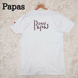 ママスアンドパパス(Mamas & Papas)のPAPAS　パパスカフェ　Tシャツ　半袖カットソー　白　デカプリント(Tシャツ/カットソー(半袖/袖なし))