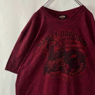 Harley Davidson - ハーレーダビッドソン　Tシャツ　ビッグプリント　古着　XLサイズ　バーガンディ