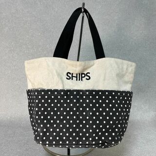 SHIPS - シップス トートバッグ キャンバス ロゴ ドット 水玉 ポーチ 2WAY