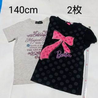 ユニクロ(UNIQLO)のユニクロ/バービー ＋ ノンブランド 140cm 半袖Tシャツ 2枚 女の子(Tシャツ/カットソー)