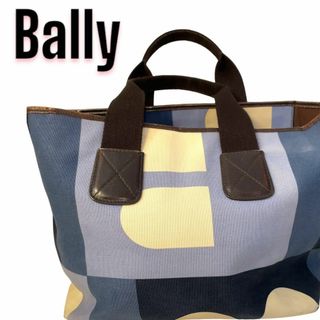 Bally - BALLY バリー キャンバス ハンドバッグ トートバッグ デカロゴ ブラウン