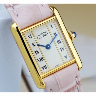 カルティエ(Cartier)の美品 カルティエ マスト タンク ゴールドライン ローマン SM Cartier(腕時計)
