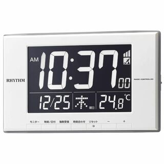リズム(RHYTHM) 目覚まし時計 電波時計 温度計 カレンダー LED ライ(置時計)